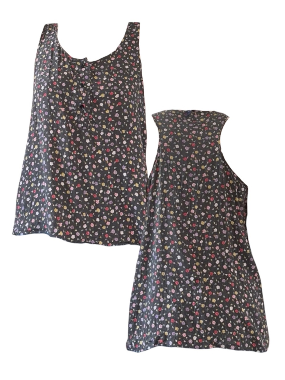 Floral Sleeveless Top - Black Multicolor